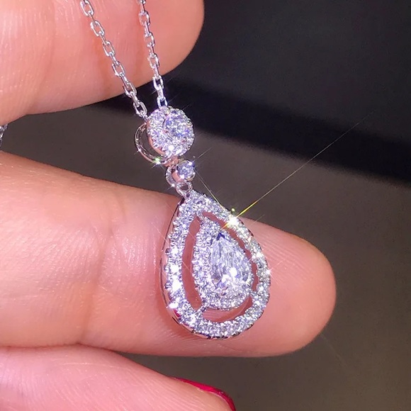 NEW 925 SILVER DIAMOND NECKLACE - Picture 4 of 5